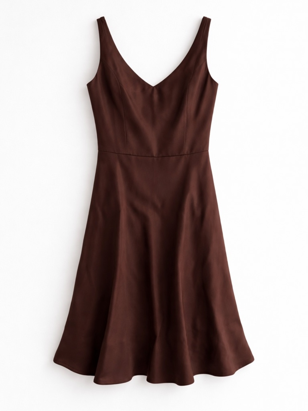 Vintage Ann Taylor Brown V-Neck Fit and Flare Sleeveless Midi Dress Size 4